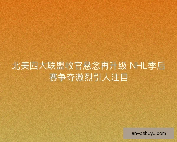 北美四大联盟收官悬念再升级 NHL季后赛争夺激烈引人注目 北美四大联盟收官悬念再升级 NHL季后赛争夺激烈引人注目